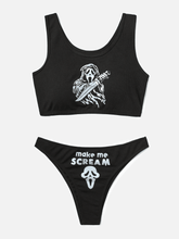 Bikini-Set mit gruseligem Totenkopf-Print